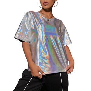 Holographic Drop Shoulder Tee size L